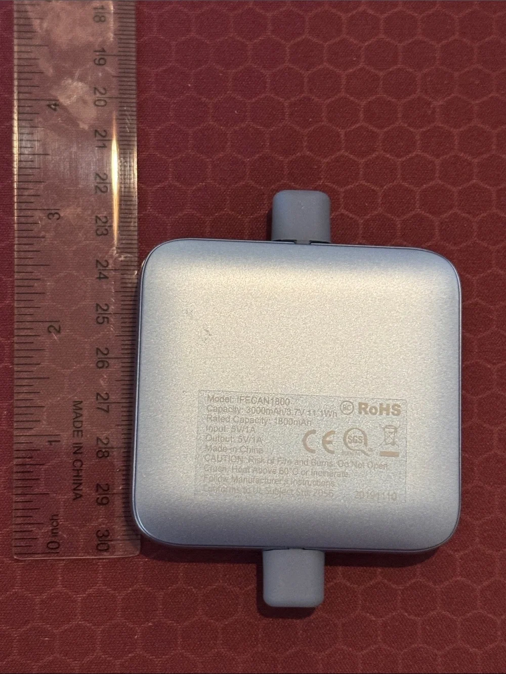 Portable Square Power Bank  - Rechargeable- Metallic Light Blue - 3000MAh
